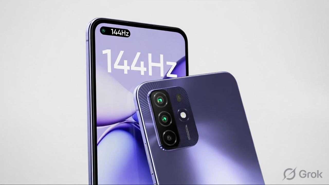 "Samsung Galaxy A37 smartphone floating on a clean gradient background, showing the front display with a colorful wallpaper and the back panel with a triple camera module, modern product photography style, soft studio lighting" "Close-up of Samsung Galaxy A37 camera module detail shot, premium smartphone photography, shallow depth of field, sleek minimalist background in blue-grey tones"